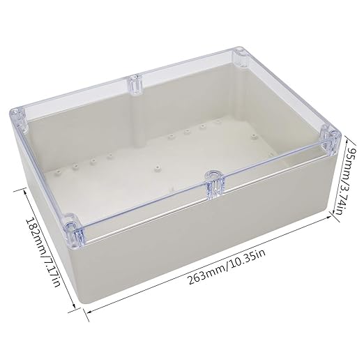 LeMotech ABS Plastic Junction Box Dustproof Waterproof IP65 Electrical Enclosure Box Universal Project Enclosure Grey with PC Transparent Clear Cover 10.4 x 7.2 x 3.7 inch (263 x 182 x 95 mm)