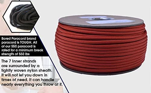 BORED? PARACORD! 550 lb Paracord – Ideal for Crafting, DIY Projects, Camping, Military & Active Outdoors – 300+ Colors – Tactical Parachute Cord Type III – Strong - Overkill 50 Feet