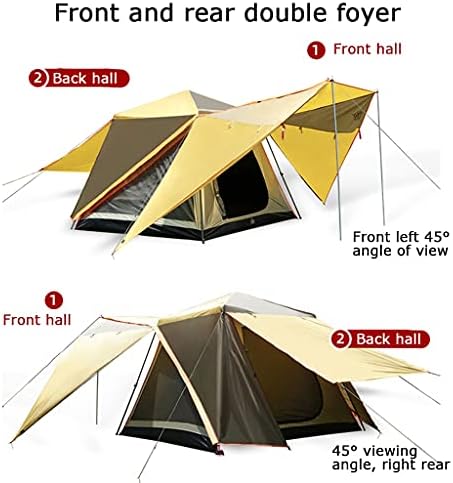 YXCKG Tents for Camping Waterproof, Pop Up Tent, Camping Tents & Shelters, Tents with Top Rainfly, Big Skylight 3-5 Person Family Tents, with Front and Rear Double Halls (Color : White Coffee) - Image 3