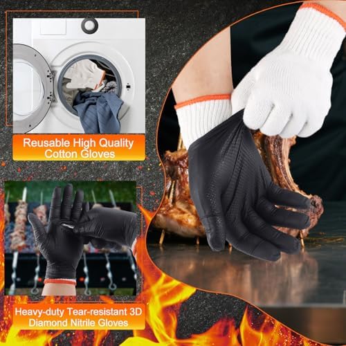 BBQ Gloves Disposable, 10Mil Heavy Duty Nitrile Gloves for Cooking Grilling - Image 6