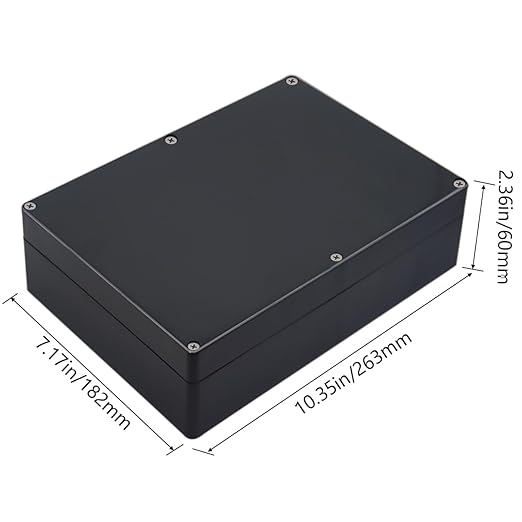 Project Box IP65 Waterproof Junction Box ABS Plastic Electrical Boxes DIY Electronic Project Case Power Enclosure 10.35x7.17x2.36 inch (263 x 182 x60 mm)