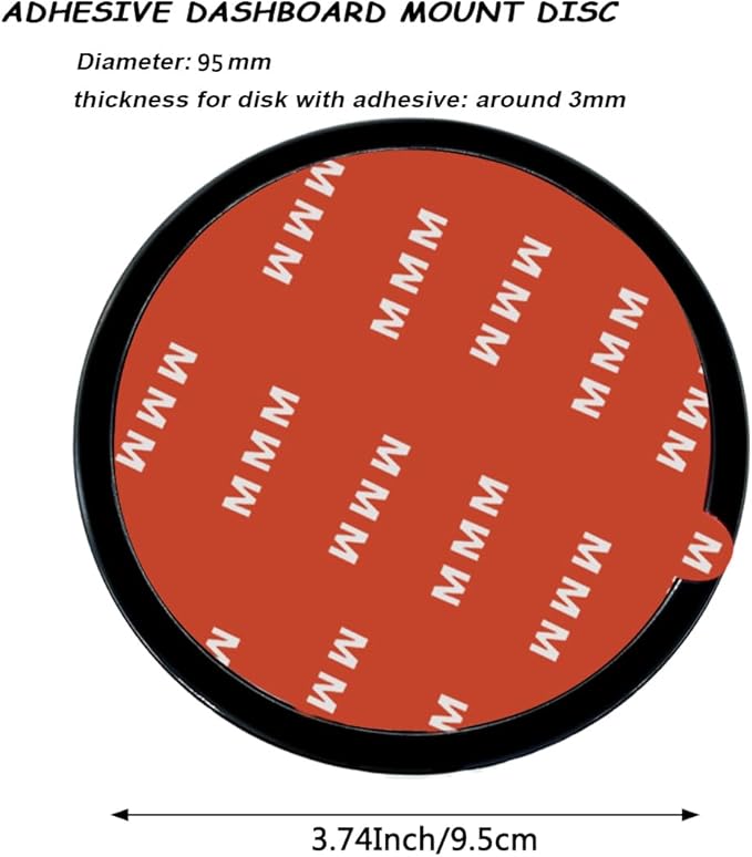 4 Pack 95mm Black Adhesive Dashboard Pad Mounting Disk, Mounting Disk for Suction Cup, Dash Mount Pad, 3.74 Inch Universal Suction Cup Adhesive Disc for GPS, Smartphones, Car Cameras