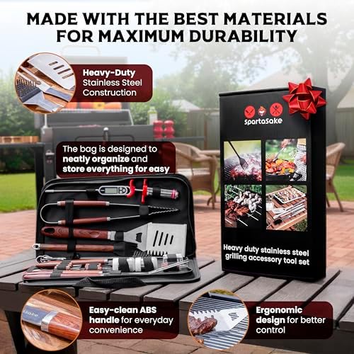 24PCS BBQ Grill Accessories Set, Stainless Steel BBQ Tools with Carry Bag - Image 2