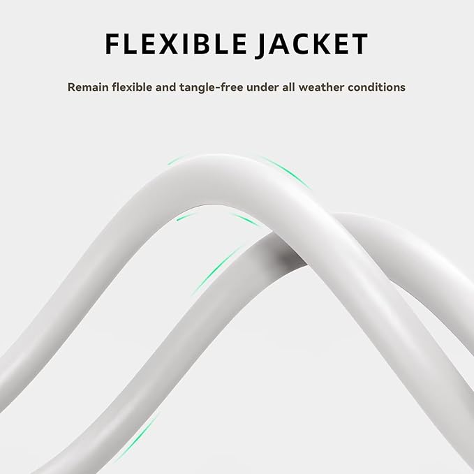 10ft Outdoor Extension Cord - 16/3 Heavy Duty SJTW Waterproof White Electrical Cable with 3 Prong Grounded Plug for Safety, Great for Lawn and Major Appliances