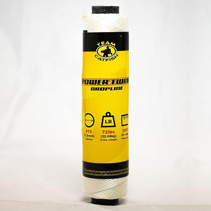 TEAM CATFISH Power Twine – 100% Nylon Bank Line for Fishing, Bushcraft, Gardening, Home Improvement, Craft, Camping, Construction & More (#10 Line) 300 Feet, White