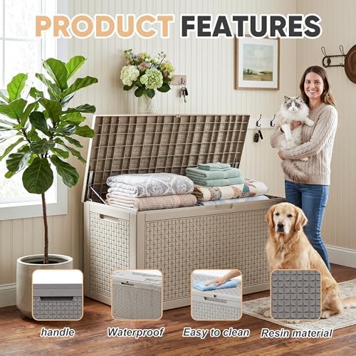 EasyUp 110 Gal Waterproof Outdoor Storage Box UV Resistant Deck Box - Image 5