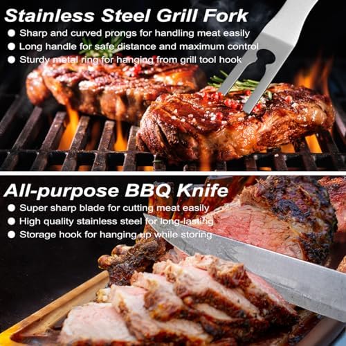 POLIGO 26 PCS BBQ Grill Accessories Stainless Steel BBQ Tools Grilling Tools Set with Storage Bag for Fathers Day Dads Birthday Presents - Camping Grill Utensils Set Ideal Grilling Gifts for Men Black - Image 5