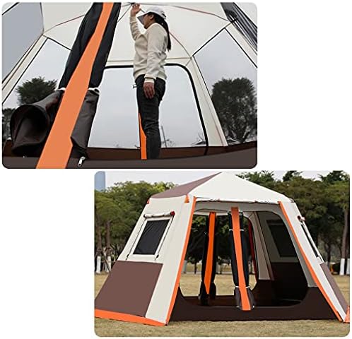 YXCKG 6 Person Tent Pop Up Tents for Camping, Automatic Portable Tent with Aluminum Poles, Easy Setup Family Camping Instant Tent Waterproof for Outdoor Hiking Beach (Color : Brown) - Image 4