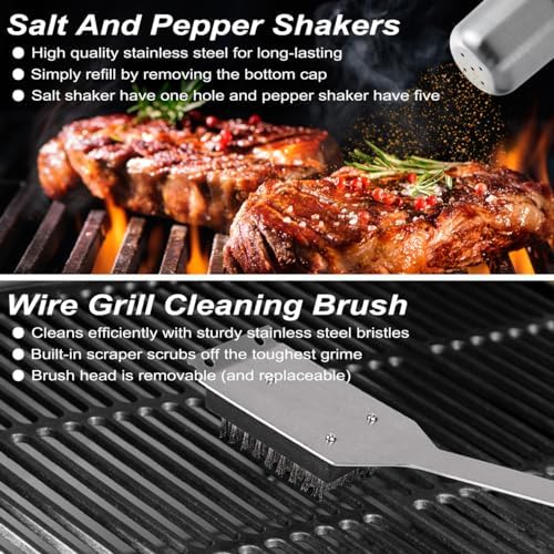 POLIGO 29 PCS BBQ Grill Accessories Stainless Steel BBQ Tools Grilling Tools Set with Storage Bag for Fathers Day Dads Birthday Presents - Camping Grill Utensils Set Ideal Grilling Gift for Men Silver - Image 6