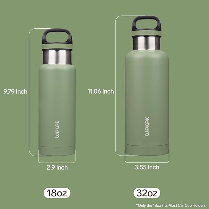 BJPKPK Insulated Water Bottle 18OZ Stainless Steel Water Bottle with Handle Double Walls Vacuum Insulated BPA Free Flask, Forest Green