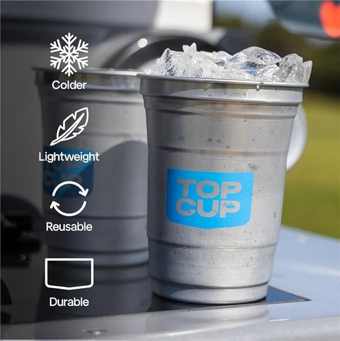 Top Cup – 9 Ounce, 50 Count, Reusable Aluminum Party Cups | Cold-Holding, Recyclable, Made in USA
