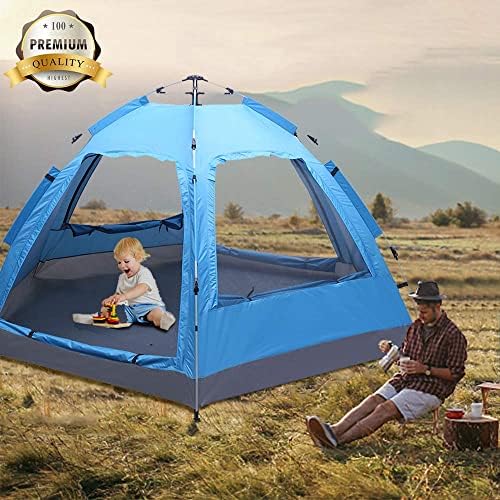 Family Camping Pop Up Tent, 3-4 Person Automatic Instant Tent with Shelter, Double Layers Waterproof, Windproof, Anti-UV with Carry Bag for Backpacker, Beach, Outdoor, Traveling, Hiking - Image 7