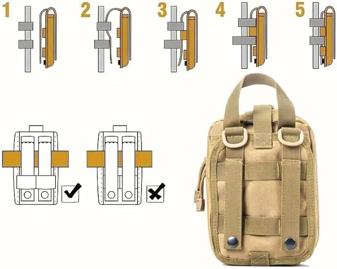 Universal IFAK Trauma First Aid Kit Molle Pouches Emergency Survival Kit Suitable for Home, car, Travel, Camping, Hiking, Sports, Outdoor Emergencies-Quick Response First Aid Essentials (Red)