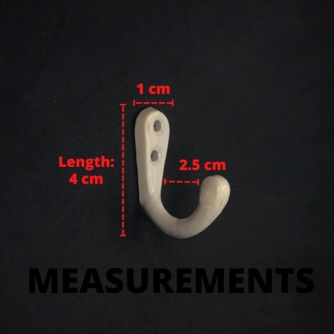 FAPBADRI Multipurpose Hooks, Used to Hang Clothes, Bags, Coats, Curtain Hold Backs, Keys, Colour - Ivory, Material - Aluminium, Screws and Wallplugs Included, Pack of 2 Pieces