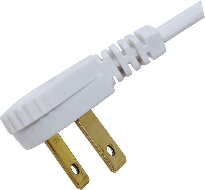 Woods SlimLine Extension Cord - 16/3 Indoor Flat Plug with Right Angled Design - 3 Polarized Outlets - PVC Jacket - Space Saving - Neutral White - 16 Gauge - 3 Feet