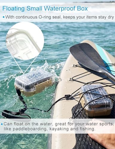 Hlotmeky Small Waterproof Box Mini Dry Box Waterproof Case Small Watertight Storage Box Micro Fishing Tackle Box Dry Case Terminal Tacklebox Small Hard Carrying Case for Kayaking, Boating - Image 2