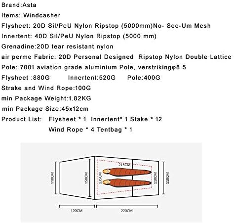 Windchaser 2person 3-4 Season 20D Silicon Nylon Outdoor Mountaineering Tunnel Tent Camping Hikking Ultralight Tent - Image 3