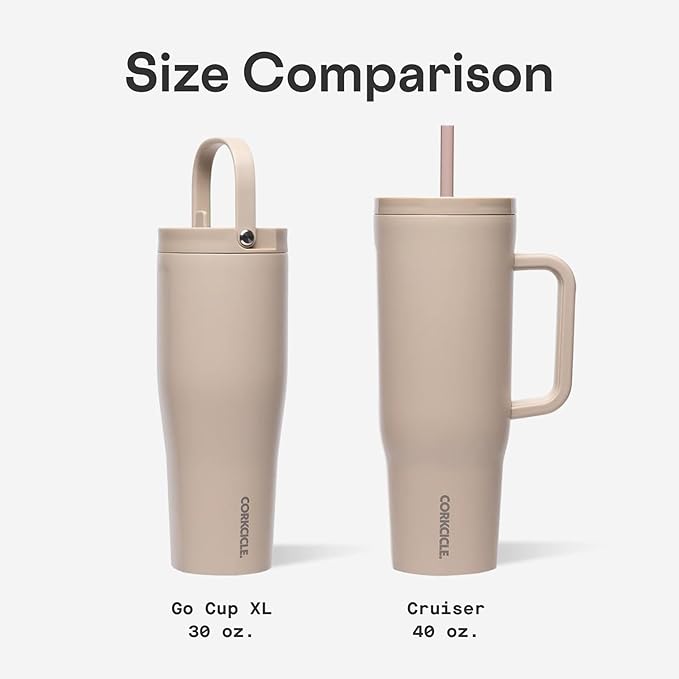 Corkcicle Go Cup XL - Leak-Proof Travel Tumbler - Triple Insulated Stainless Steel Water Bottle - Easy-Carry Handle - Summer Drinkware Gift - Keeps Drinks Ice Cold - 30 oz - North Shore