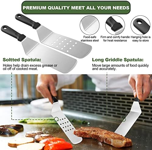 18PCS Griddle Accessories Kit, Flat Top Grill Accessories Set for Blackstone and Camp Chef, Grill Spatula Set with Enlarged Spatulas, Basting Cover, Scraper for Outdoor BBQ - Image 3