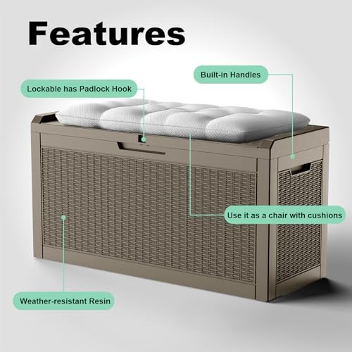 EasyUp 70 Gal Waterproof Outdoor Storage Box UV Resistant Deck Box - Image 6