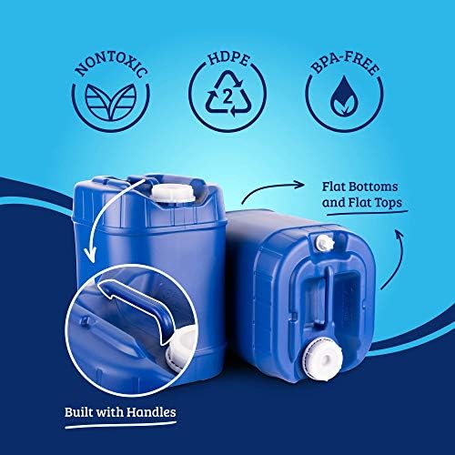 5-Gallon Stackable Water Storage Containers with Lids, Emergency Water Storage Kit Including Spigots and Water Preserver Bottles, 100 Gallons - Image 2
