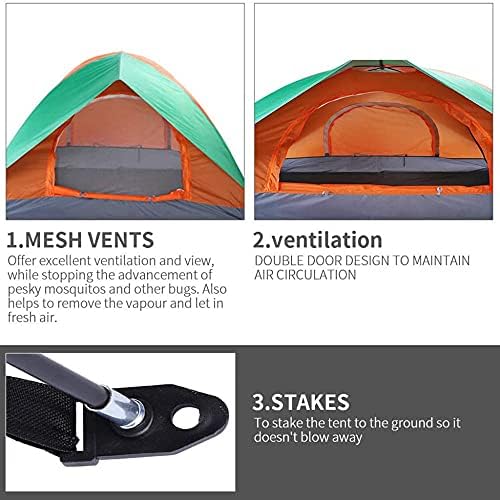 Camping Tent 2 Person, 2 Doors Ventilation Double Layer Waterproof Lightweight Backpacking Tent with Carry Bag, 3-4 Seasons, Easy Set Up, Ventilated and Suitable for Outdoor and Hiking Trips - Image 3