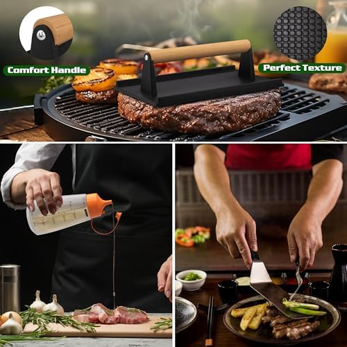 120 Pcs Griddle Accessories Kit, Perfect Hibachi Flat Top Grill Tools for Blackstone and Camp Chef, Enlarged Beefed-up Grill Spatula Gift Set with Basting Cover, Burger Press for Outdoor BBQ. - Image 3