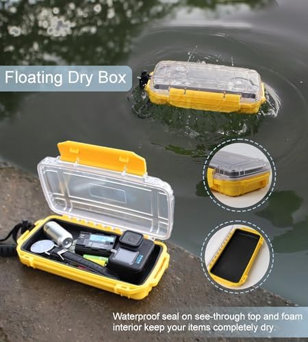 Dry Box Waterproof Box for Kayaking Boat Waterproof Phone Case Watertight Storage Container Diving Dry Boxes Yellow Protective Case, 9" L x 5" W x 2" H - Image 3
