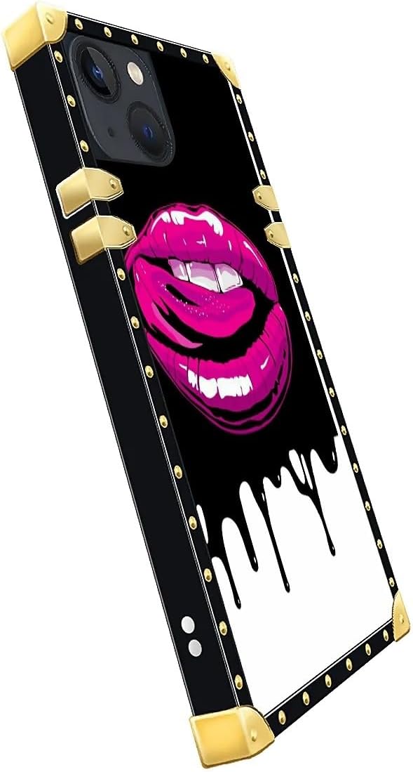 Compatible with iPhone 13 Case, Black White Red Slap Sexy Luxury Golden Decoration for Girl Women Soft TPU Shockproof Protective Hard PC Back for iPhone 13