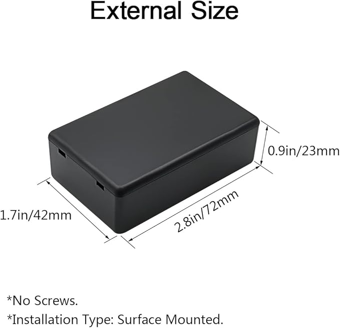 LeMotech Project Box, 5 Pieces ABS Electrical Box Small Junction Box for Electronics PCB Case,Electronic Hobby Box Black, Outside Size 2.8 x 1.7 x 0.9 inch (72x 42x 23 mm)
