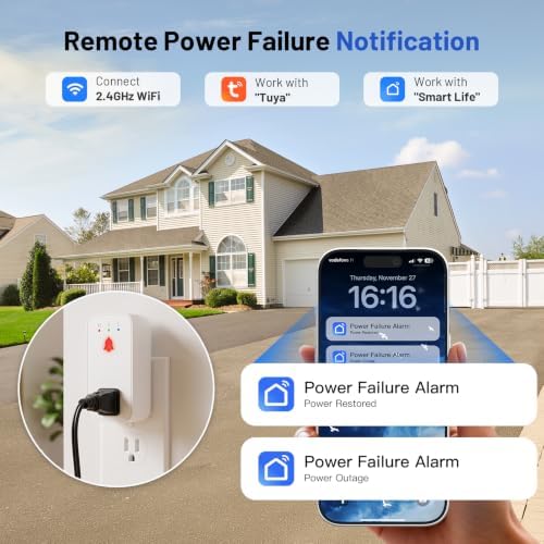 WiFi Power Failure Alarm for Freezer & GFCI, Outlet Alarm with Tuya App - Image 2