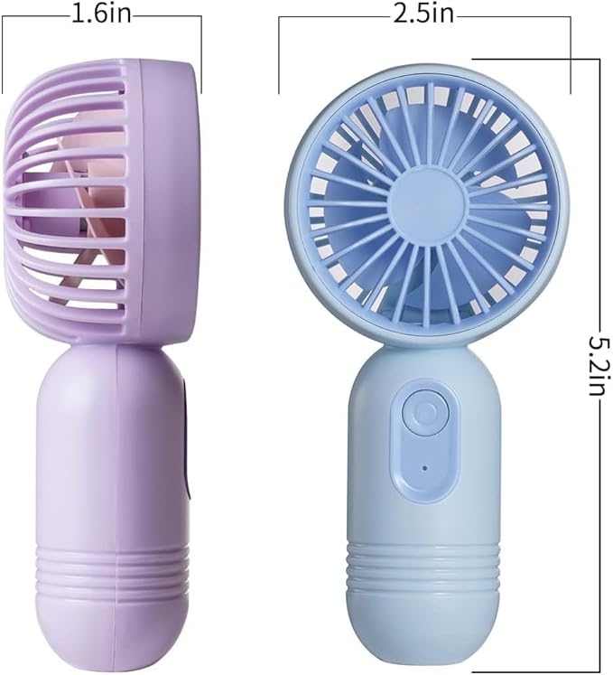 VanSmaGo [Portable Mini Fans 6-pack Handheld Personal Small Fan with 3-speed for Travel, USB Rechargeable Battery Operated Eyelash Fan, Black,Blue,Purple,Pink