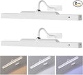 Cordless White Picture Lights for Wall Artworks - Wireless Remote, 3 Modes Dimmable 350LM Above Frame Lighting, 5000mAh Rechargeable Battery Wall Mount for Photo, Gallery,Paintings,Dartboard(2-Pack)