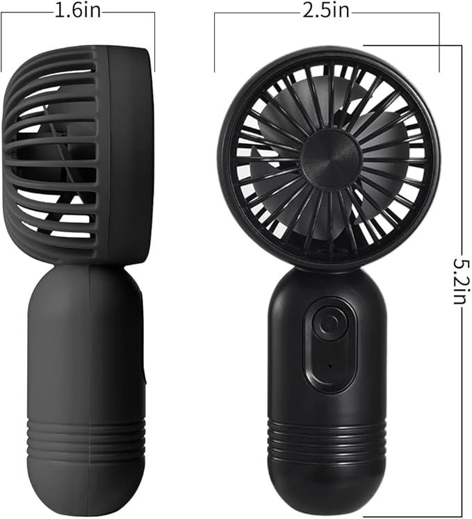 VanSmaGo Portable Mini 2-pack Handheld Personal Small Fan with 3-speed for Travel, USB Rechargeable Battery Operated Eyelash Fan, Black&White