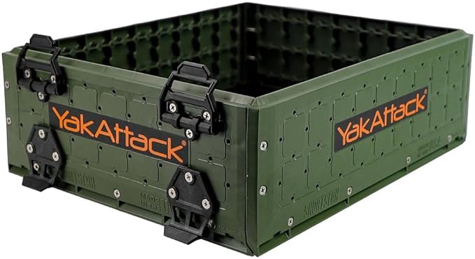 YakAttack ShortStak Upgrade Kit for BlackPak Pro - Ranger Green | 13" x 16" Kayak Crate System | Stackable Gear Storage Add-On with GridLoc Panels, Hinges, & Latches | Fishing Organization Accessory