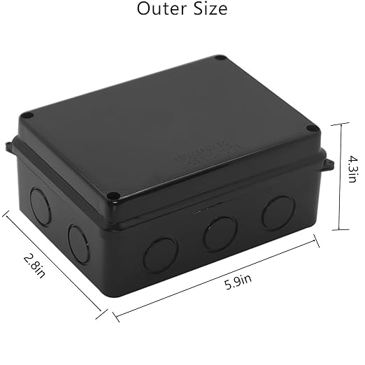 Project Box IP65 Waterproof Dustproof Junction Boxes ABS Plastic DIY Electronic Case, Indoor & Outdoor Electrical Box Power Cord Enclosure Black 150x110x70mm
