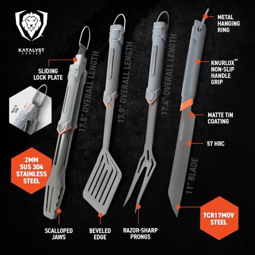 Dalstrong 4-Pc BBQ Grill Tool Set - Knife, Fork, Spatula & Locking Tongs - Image 6