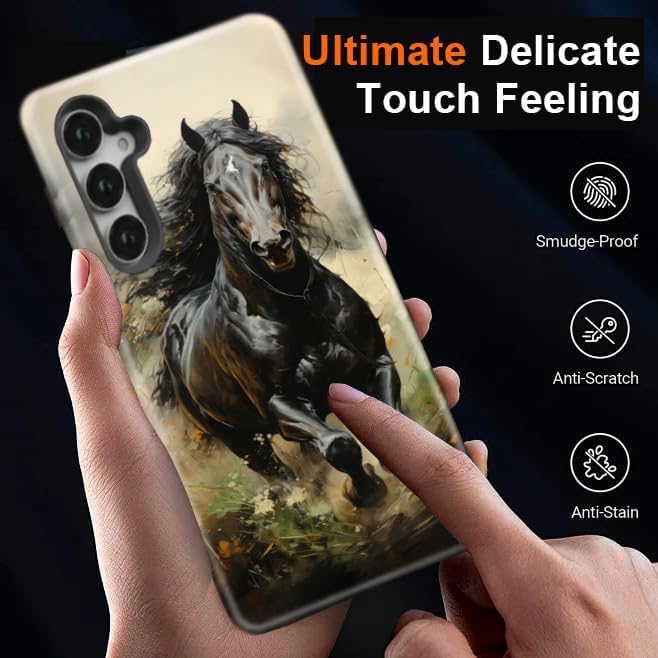 Compatible for Samsung Galaxy S26 5G Case, Dual Layer Heavy Duty 2 in 1 Shockproof Protective Phone Case,Running Horse