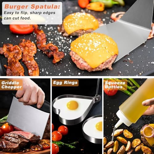 N NOBLE FAMILY 27 PCS Griddle Accessories Kit, Flat Top Grill Accessories Set for Camping, Professional Griddle Spatula Set with Melting Dome, Burger Press for Outdoor BBQ Teppanyaki - Image 6