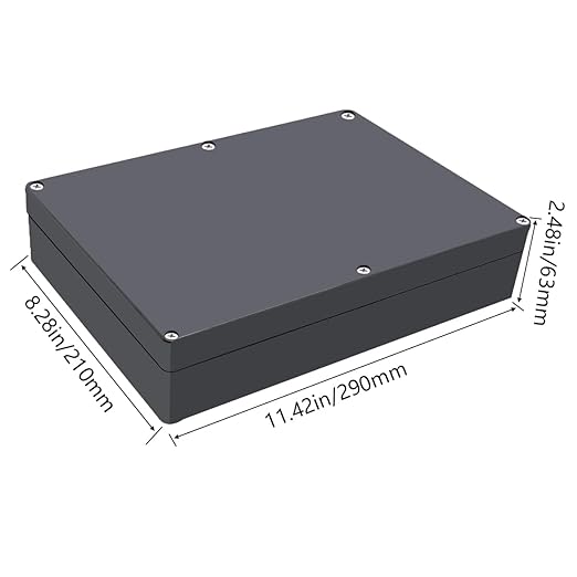 1 Pack Project Box IP65 Waterproof Junction Box ABS Plastic Black Electrical Boxes DIY Electronic Project Case Power Enclosure 11.42x8.27x2.48 inch (290 x 210 x63 mm)