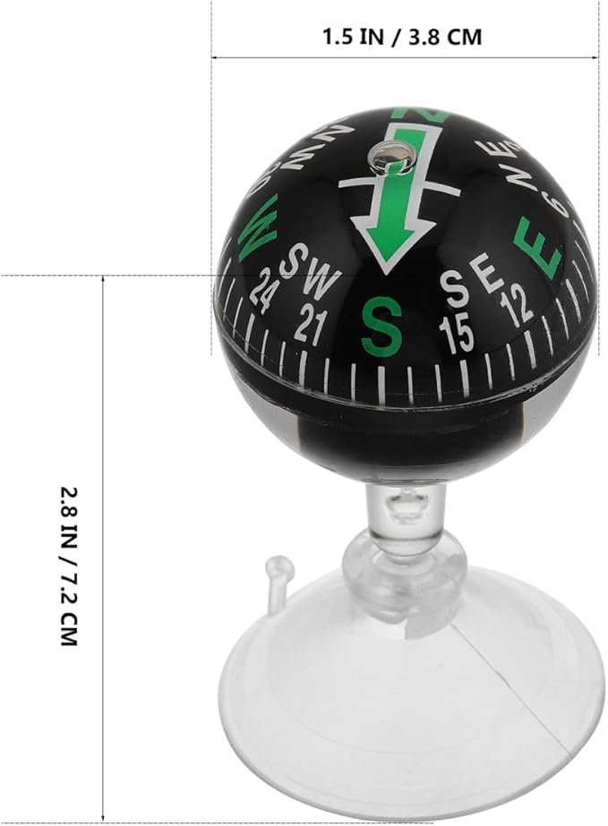 Amosfun Car Dashboard Compass with Suction Cup Portable High Precision Navigation Compass for Automotive and Boat Use Ideal for Travel and Outdoor Activities Compact 2.83X1.49X1.49 Inch