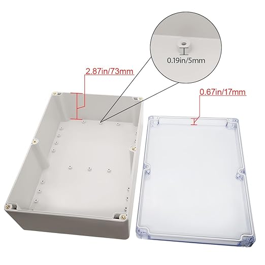 LeMotech ABS Plastic Junction Box Dustproof Waterproof IP65 Electrical Enclosure Box Universal Project Enclosure Grey with PC Transparent Clear Cover 10.4 x 7.2 x 3.7 inch (263 x 182 x 95 mm)