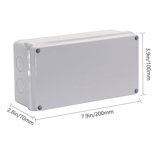 Electrical Box, Outdoor Waterproof Box IP65 Junction Box with Reserved Holes,ABS Plastic Project Box Power Cord Enclosure White 2Pcs 7.9 x 3.4 x 2.8 inch(200x100x70mm)