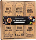 Large Wood Smoking Chips for Smoker - 6 Flavor Variety Pack of Natural Wood by CookingGiftSetCo