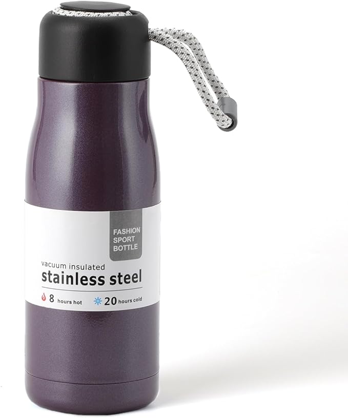 Small Water Bottle 12 oz, Dusgut Insulated Water Bottle,Stainless Steel,Wide Mouth Portable Lid