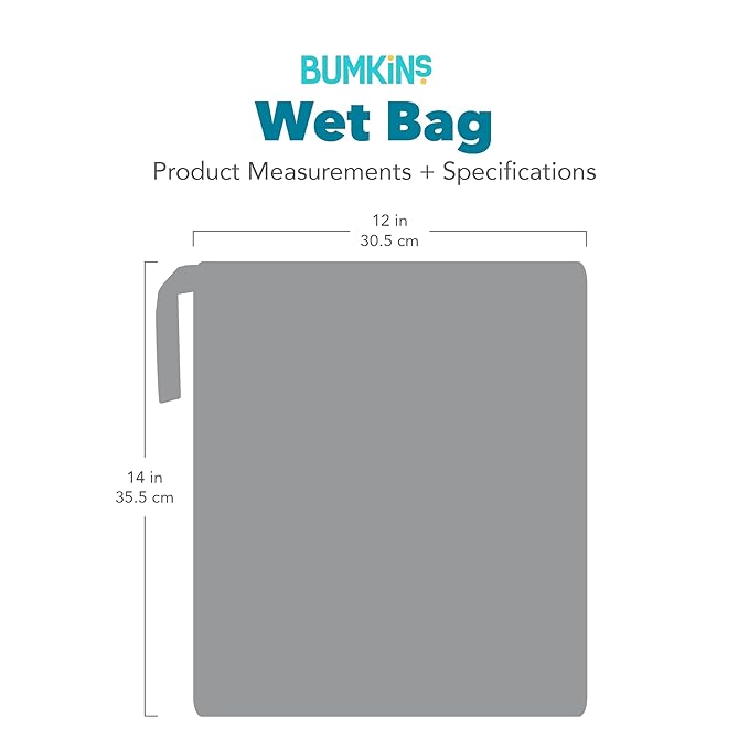 Bumkins Waterproof Wet Bag for Baby, Travel, Swim Suit, Cloth Diapers, Pump Parts, Pool, Beach, Gym Clothes, Toiletry, Hook to Stroller, Daycare, Zipper Reusable Wetdry Packing Pouch, Florals Gray