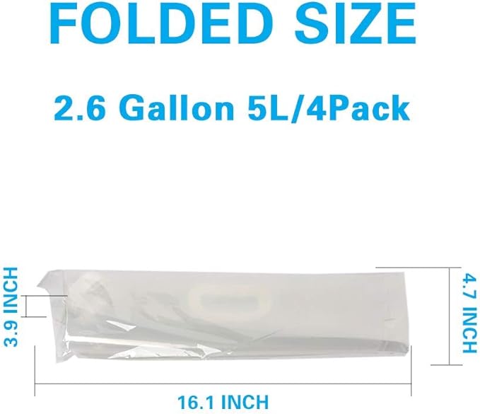 Soddeph Collapsible Water Container Bag, BPA Free Food Grade Clear Plastic Storage Jug for Sport Camping Riding Mountaineer,Freezable, Food Grade (4-pack-2.6 Gal)