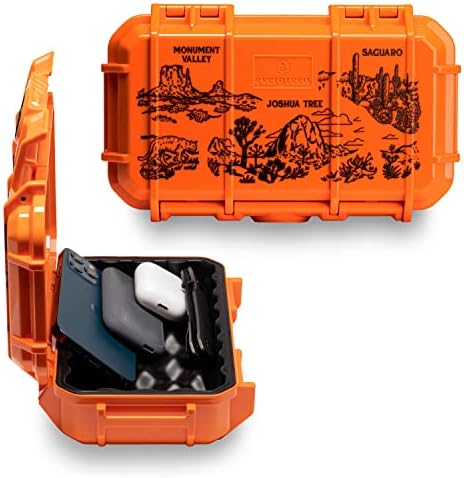 Evergreen X National Parks 56 EDC Dry Box Protective Case - National Parks Gift - for Phones, Camping, Travel, Adventure (SW Joshua Tree, Saguaro, Mon. Valley, Orange) by EvergreenCases