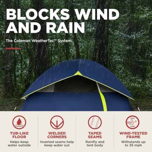 Coleman Sundome Camping Tent with Rainfly, 2/3/4/6 Person Tent Sets Up in 10 Mins, Weatherproof Shelter for Camping, Festivals, Backyard, Sleepovers, & More - Image 2