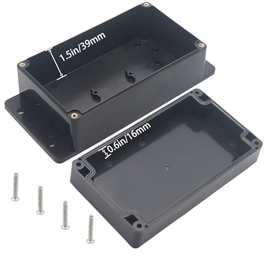 Watertight Junction Box, IP67 Waterproof Project Box Durable ABS Plastic Electronic Enclosure Case for DIY Electrical Project with Wall Fixed Ear 6.22" x 3.54" x 2.52"(158 x 90 x 64 mm) 2Pcs